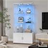 CXHLXYR Vetrina in vetro con illuminazione a LED, vetrine scaffale in piedi con 4 ante e 3 ripiani, vetrine per collezione in vetro, mobile di stoccaggio per soggiorno ufficio 79x35x164cm (4 ante 3 ripiani