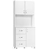 HOMCOM Credenza da Cucina e Soggiorno 2 Armadietti 80x39.5x183.5cm Bianco