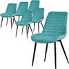 ML DESIGN modern living ML-Design Set di 6 Sedie per Sala da Pranzo Blu Petrolio Seduta in Velluto con Gambe in Metallo Nero Sedie da Cucina con Schienale Poltroncina da Soggiorno Poltrone Imbottite per Ufficio