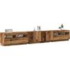 Mokuyary Mobile per TV, mobile basso con illuminazione a LED, per soggiorno, design moderno, con luci LED in legno, ingegneria invecchiata, 260 x 35 x 40 cm