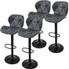 ML DESIGN modern living ML-Design Set di 4 Sgabelli da Bar Rivestimento in Ecopelle Antracite Sedia da Banco Regolabile in Altezza 59-79 cm Girevole a 360° Sgabello Alto da Cucina Sedie da Bistrot con Schienale e Poggiapiedi