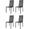 t m c s Tommychairs - Set 4 sedie impilabili modello Julia per cucina bar e sala da pranzo, robusta struttura in acciaio imbottita e rivestita in finta pelle colore nero
