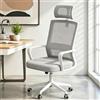 naspaluro Sedia da Ufficio Ergonomica con Supporto Lombare, Poltrona da Ufficio in Rete Traspirante, Regolabile in Altezza di 10 cm, Grigio