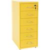 DeeDuud Cassettiera arrotolabile in metallo, per scrivania, ufficio, con 6 cassetti, con serratura a rotelle, 28 x 41 x 69 cm (giallo)