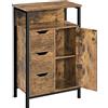 Yaheetech Mobile da Bagno Armadietto da Terra con Cassetto e Ripiano Regolabile Credenza Multiuso con Doppia Ante Organizzatore Portaoggetti, da Cucina Soggiorno Marrone Rustico