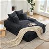 Bladez Moderno divano letto in velluto a coste di lusso, con 4 cuscini, divano-letto, senza montaggio, imbottitura in memory foam ultra morbida, divano per soggiorno e camera da letto (grigio)