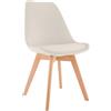 CLP Sedia da Pranzo Linares Plastic I Tessuto I Velluto I Corda I Aspetto Pelle I Poltrona con Struttura in Legno, Colore:Beige, Materiale:Velluto