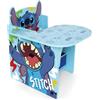 CARTOON Sedia Scrivania Bambini Stitch Disney con Contenitore 51x58x59 cm Banco con Seduta in Legno per Cameretta Tavolino per Disegno e Compiti Mobiletto Porta Giochi Età 3+