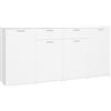 Homgoday Credenza, armadietto per libri con ripiano, armadio resistente per camera da letto, soggiorno e cucina, bianco, 160x36x75 cm, legno ingegnerizzato