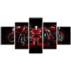 QRTQ Quadro su Tela 5 Pezzi Quadri Moderni Moto da Corsa Rossa Stampa su Tela Canvas Immagine di Decorazione murale per Soggiorno Camera da Letto (Senza Telaio) 200x100 cm
