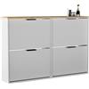 Planetmöbel 2 x scarpiera salvaspazio con 2 ante | scarpiera armadio con 4 ripiani, porta scarpe per ingresso, corridoio, guardaroba 60 x 23 x 80,5 cm, bianco grigio