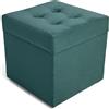 MG Design Pouf contenitore imbottito 45 × 45 cm Petrolio - capacità ca. 50 L, fino a 300 kg, superficie morbida con leggero riflesso, struttura in legno massiccio, già montato e facile da pulire