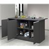 VE.CA.s.r.l. VE.CA - Isola Cucina Clarissa con Piano Lavoro 90x155x90 cm, Made in Italy - Mobile Cucina Moderno, Credenza con 3 Ante - Ideale come Tavolo da Pranzo - Antracite/Report