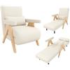 Lexiou Poltrona lounge 3 in 1 con funzione sleep, divano letto trasformabile, poltrona pieghevole imbottita, seduta imbottita, letto singolo (beige)