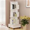 EXSELTMAN Libreria Scaffale con Ruote Girevole 360 Gradi, 3 Livelli, Verticale per Soggiorno, Camera da Letto, Ufficio 40x40x115cm