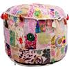 Trade Star indiano patchwork ottomano ricamo a mano, cuscino protettivo, boho vintage poggiapiedi pouf copertura, cuscino decorativo, pavimento rotondo ottomano, hippie Christmas Home Decor Pattern 2