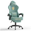 Ferghana Sedia da Gaming Ergonomica con Massaggio,Sedia Gaming in Velluto,Sedia da Ufficio con Cuscino Primaverile,Poggiatesta,Braccioli, Schienale Regolabile 90-135°,Poltrona Ufficio,Verde
