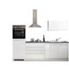 AVANTI TRENDSTORE - Flussio - Cucina completa in laminato nel colore bianco lucido e Stone dark, composto da diversi elementi. Dimensioni ca. LAP 260x200x60cm