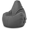 Green Bean© Poltrona a sacco con schienale 80x70x90cm - Sedia Gaming 230 litri di imbottitura accogliente, morbida, e lavabile - Cuscino pavimento Pouf Sgabello Poltrona da gioco Relax Grigio