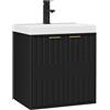 UEV Mobile Bagno a 2 Ante in Rilievo con Lavabo in Resina, 49x37,5x50, Nero | Mobiletto Bagno Sospeso con Unico Design e Praticità, Set Mobili Salvaspazio per Bagno Piccolo con Motivo in Rilievo