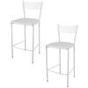 t m c s Tommychairs - Set 2 sgabelli alti modello Elegance per cucina e bar, struttura in acciaio verniciata colore bianco e seduta imbottita e rivestita in pelle artificiale colore bianco