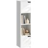HOMCOM Libreria con 2 Armadietti e Ante, Scaffale a 4 Ripiani, Mobile Libreria con Ripiani Aperti e Design Antiribaltamento, per Soggiorno, Camera da Letto, Ufficio, Bianco