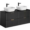 PIASKI Mobile lavabo doppio 120 cm ADEL Black, mobile lavabo con piano o lavabo incassato, mobile lavabo nero, mobili da bagno (piano di lavoro con lavandini)