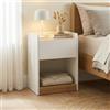 [en.casa] Comodino con Cassetto e Vano Aperto Mobiletto Contenitore Ripiano e Scomparto Tavolino Laterale per Camera da Letto Soggiorno Ingresso 55 x 42 x 37 cm - Bianco/Effetto Rovere
