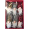Tata Home Set 6 Gnomi Natalizi Nani Elfi Pupazzi Decorazioni Natalizie per Albero Altezza 15 Cm Colori Oro Argento Rosso