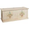 Vicentini arreda CASSAPANCA BAULE IN LEGNO SHABBY CHIC AP BIANCO ANTICATO DECORATO CON FIORI