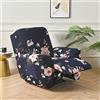 FANSU Copripoltrona Relax Reclinabile Elettrica Universale, Fiori Classici retrò 1 Posto Copripoltrona Reclinabile Elasticizzato Coprisedile con Tasche, Fodere per Poltrona Relax (Blu Navy)