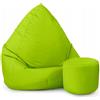 Slevobox Pouf Poltrona Sacco con Poggiapiedi Verde Chiaro 112x82x82 cm - Pouf Sacco XXL da Esterno Impermeabile - Pratico e Facile da Trasportare - Bean Bag per Adulti e Bambini - Fodera Lavabile