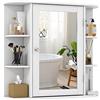RELAX4LIFE Armadietto da Bagno con Specchio, Mobiletto a Parete Salvaspazio, Ripiano Regolabile,Specchiera Moderno, 66 x 16,5 x 63 cm (Bianco)