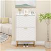 UEV Scarpiera, Scarpiera Inclinabile, con 2 Scomparti, Soffitto con Recinzione, Ripiano Regolabile a 2 Posizioni, Ripiani Rimovibili, Motivo a Linee, 50x24x103,5 cm, Bianco