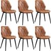 Yaheetech Set 6 Sedie Sala da Pranzo Moderne Imbottite in Ecopelle Eleganti con Schienale Ergonomico Gambe Telaio in Metallo Portata 136 kg Marrone Retro