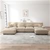 Rvjiahe - Divano angolare modulare, set di divani a forma di U per soggiorno, 4 posti, comodi divani a nuvola con pouf mobile, combinazione fai-da-te, ciniglia (marrone chiaro+4 sedili)