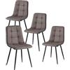 HJhomeheart Set di 4 Sedie da Pranzo Moderne, Comode Sedie da Cucina Senza Braccioli Imbottite in Pelle Impermeabile con Gambe in Metallo, Adatte a Camere da Letto, Studi e Soggiorni, Marrone Scuro