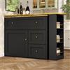 VIVCA Tavolo da bar allungabile con spazio di archiviazione (138 - 204 × 39 × 105 cm), credenza con scaffale per snack, tavolo da bar telescopico, tavolo da bistrot, tavolo alto da cucina, nero