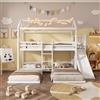 Arhatreya Letto a Castello 90 x 200 cm, Letto a Castello con Scivolo e 3 Posti Letto, per Ragazzi e Bambini (senza Materasso)