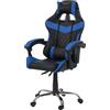 AND HOME Sedia Gaming Ergonomica Reclinabile - In Ferro Cromato, Seduta Con Imbottitura EXTRA, Effetto Pelle, Altezza Regolabile, Cuscini Lombare e Cervicale Rimovibili, Ruote "soft floor"Antigraffio, (Blu)