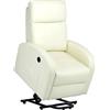 Totò Piccinni Poltrona Relax EUREKA ELETTRICA Alzapersona con Massaggi, Pulsantiera Laterale, Telecomando, Imbottita, Struttura in Legno, Ideale per Anziani (Ecopelle Panna)