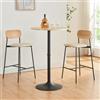 [en.casa] Tavolo Alto da Bar Tavolo Bistrot con Piano Rotondo Ø60 cm Alto 100 cm Tavolo da Pub con Gamba Centrale - Nero/Effetto Rovere