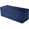 MG Design Pouf contenitore imbottito Blu marino - capacità ca. 140 L, fino a 300 kg, superficie morbida con leggero riflesso, struttura in legno massiccio, già montato e facile da pulire
