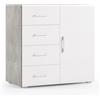 Kiamami Valentina - Mobiletto Multiuso Bagno Cemento Con Anta E Cassetti Bianco