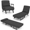 RELAX4LIFE 4 in 1 Poltrona Letto singolo, Poltroncina Pieghevole con Schienale Regolabile in 6 Posizioni, Poltrona Reclinabile con Cuscino e Braccioli per Camera da Letto e Salotto (Grigio)