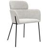Miliboo Sedia Design in Tessuto Velluto Ciniglia Beige e Metallo Nero Tulum