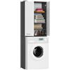 BDW - Mobile Per Lavatrice, Scaffale Alto Da Bagno Multiuso - 2 Ante - Contenitore 180cm - Lavanderia - Grigio/Bianco