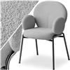 tectake® 1 Poltrona Salotto Stile Scandinavo con Braccioli, Poltrona Relax con Morbida Imbottitura, Tessuto Bouclé, Gambe in Acciaio, Comoda Poltroncina Imbottita da Lettura - Grigio Chiaro