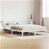 ACAGALA Letto matrimoniale in legno massello 140x210 cm, struttura letto con testiera, letto in legno con rete a doghe in pino, letto in legno massello bianco