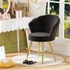 Chleby Poltroncina da Camera da Letto Sedie da Pranzo in Velluto Poltroncine Salotti con Gambe in Metallo Placcato Oro Sedia da Salotto per Soggiorno Caffè Vanità (nero)